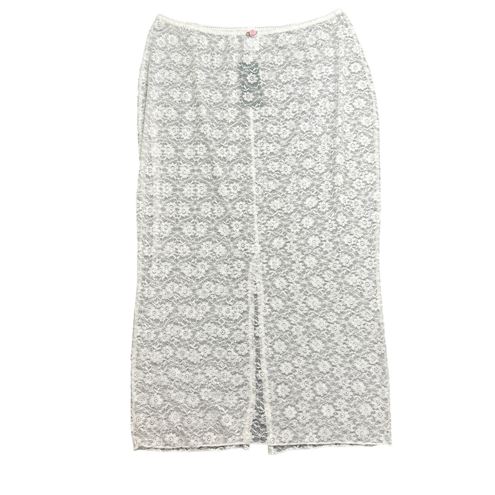 NWT WILD FABLE Women's Large White Sheer Summer Swim Cover Up Lace Midi Skirt